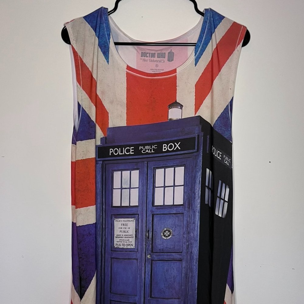 Her Universe Doctor Who Column Dress Union Jack Scoop Neck Size 2XL